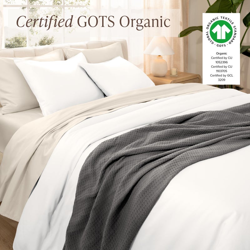 Bare Home 100% Organic Cotton Sateen Duvet Cover Set - Extra Long Size - 400 Thread Count - Smooth Sateen Weave - Warm & Luxurious - Duvet Cover (Twin/Twin XL, White) - Image 3